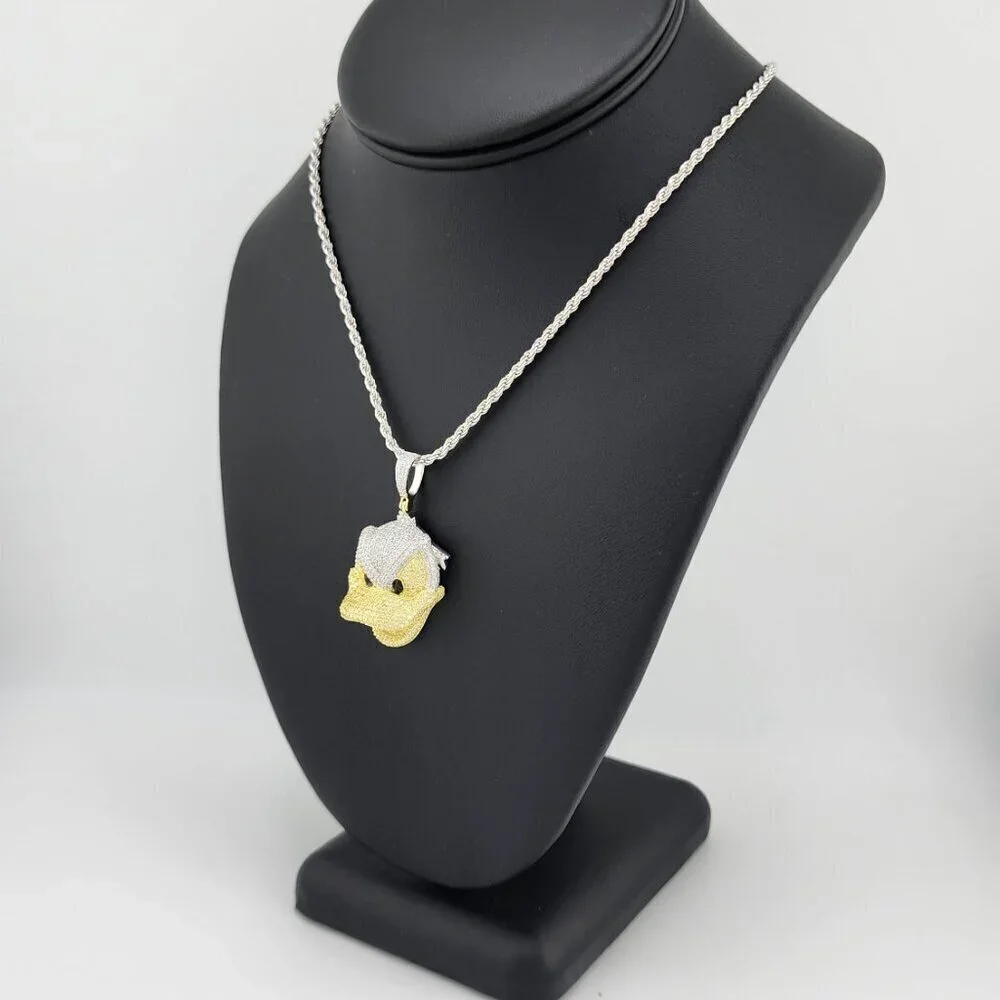 Brand New Sterling Silver 925 Angry Donald Necklace